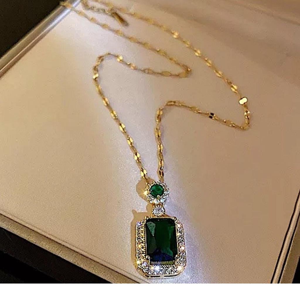 Emerald Gold Plated Charm Pendant Necklace
